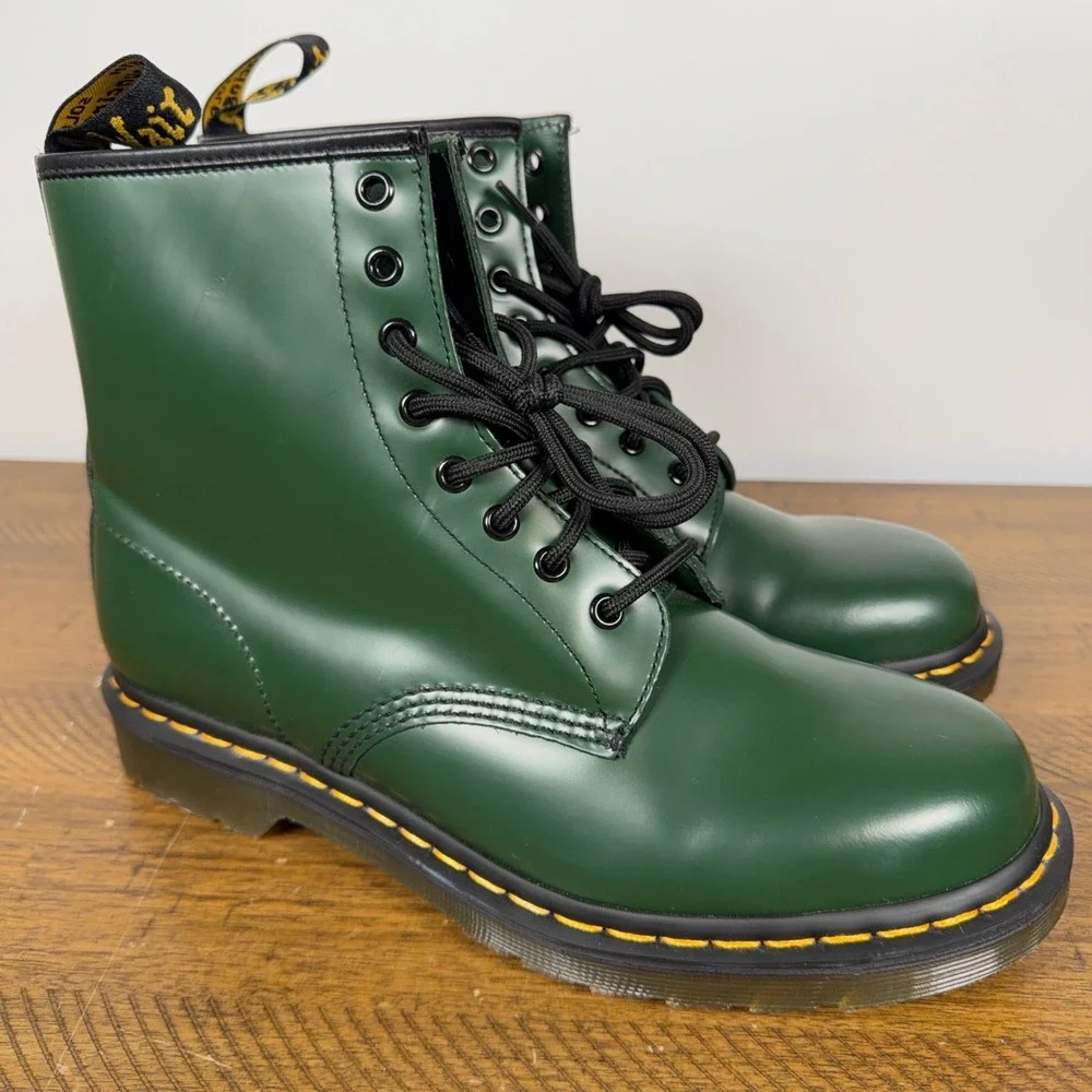 Dr. Martens Boots Mens 10 Green 1460 Smooth Leather Combat Punk Grunge 90s